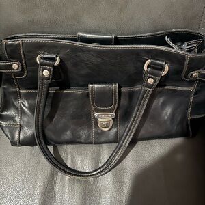 Vintage Liz Claiborne Black Handbag Buckle Pockets Y2K